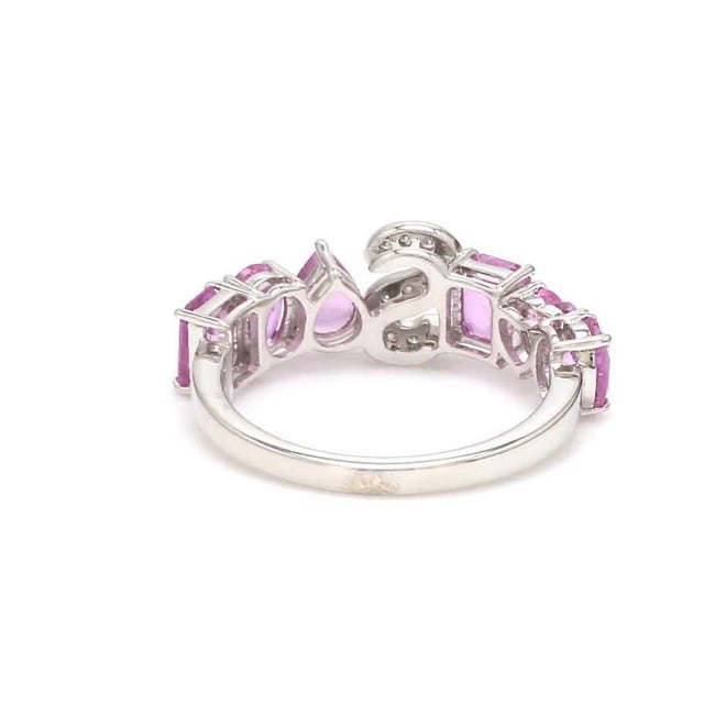 Natural 2.66 cts pink sapphire & 0.06 cts diamond S alphabet ring in 18k gold For Sale - Image 18 of 18