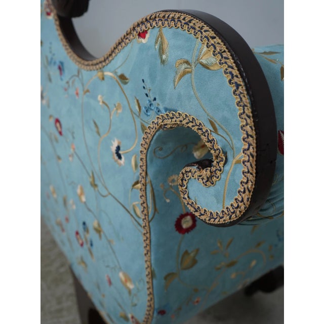 American Empire Antique Sofa W. Crewel Upholstery For Sale - Image 17 of 18