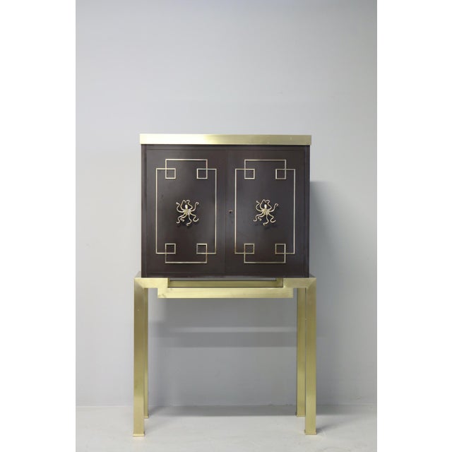 Vintage Art Deco Style Bar Cabinet in Brass, 1968 For Sale - Image 9 of 15