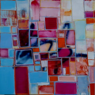 Structure 211 - Oil and Acrylic on Wood Panel by Kymm Swank For Sale