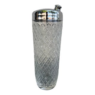 Cocktail Shaker Cut Glass Tiffany Style Mid Century Modern For Sale
