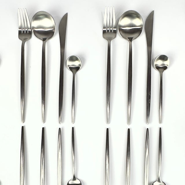 Contemporary Vintage Style Brushed Stainless Steel Cutlery Set by Rosseta Home - Place Settings for 10 / 40 Pieces For Sale - Image 4 of 8