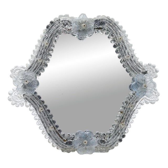 Murano Glass Table Mirror attributed to Barovier & Toso., Italy, 1950s For Sale