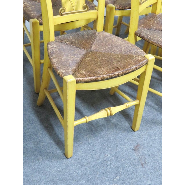 French Country Carved & Painted Rush Seat Chairs Set of 6 Chairish
