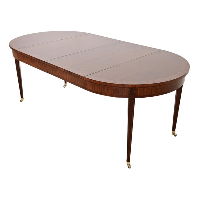 Henredon Federal Banded Mahogany Extension Dining Table, Newly Refinished For Sale