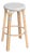 Tobias 30 in. Seat Height Round Rattan Backless Bar Stool, White/Gray Dot / Natural Rattan Frame For Sale