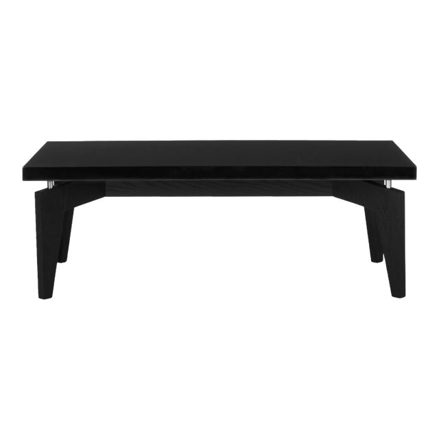 Retro Lacquer Floating Top Coffee Table in Black For Sale