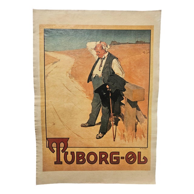Art Deco Tuborg Beer Advertising Poster, Denmark, 1940s For Sale