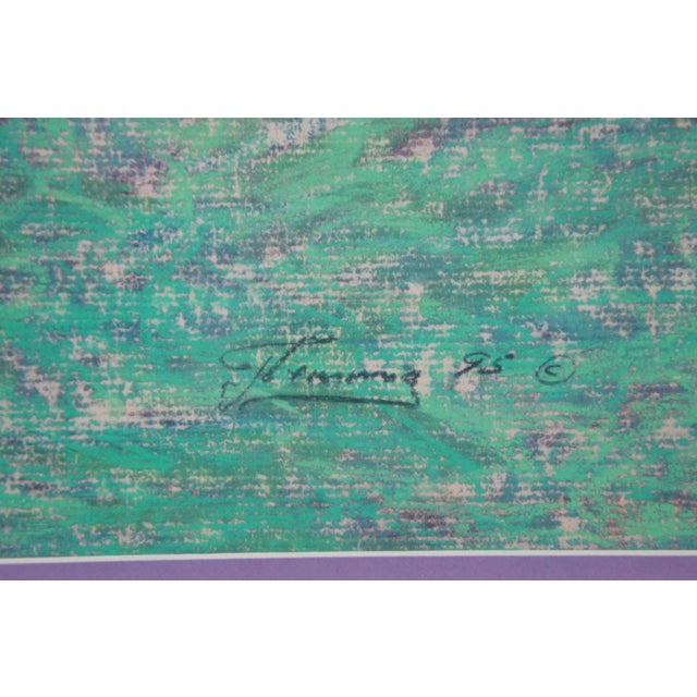 1995 Vintage Watercolor Realist Landscape Painting Sailboats Farm by Fleming For Sale - Image 6 of 13