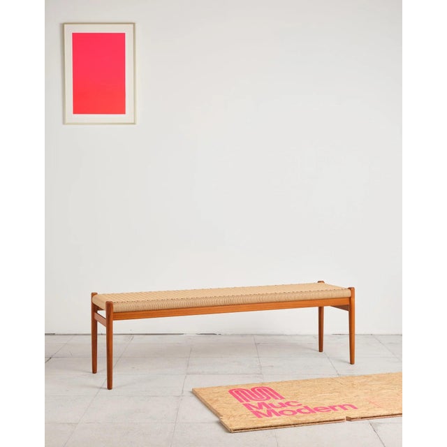 Long Teak Bench with Paper Cord Weaving by Niels O. Møller for j.l. Møllers, Denmark, 1960s For Sale - Image 9 of 18