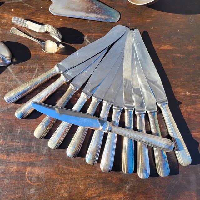 Art Deco Boréal Flatware Set in Silver-Plated Metal by Luc Lanel for Christofle, 1930s, Set of 89 For Sale - Image 9 of 18