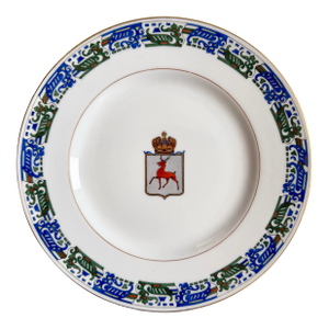 Kornilov Brothers Russian Imperial Armorial Crest Antique Porcelain Plate