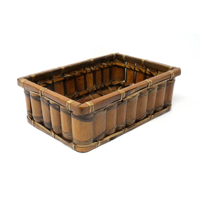 Vintage Split Bamboo Rattan Rectangular Basket For Sale - Image 11 of 11