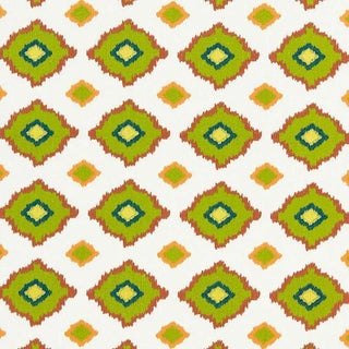 Schumacher X Martyn Lawrence Bullard Sikar Embroidery Fabric in Citrus For Sale