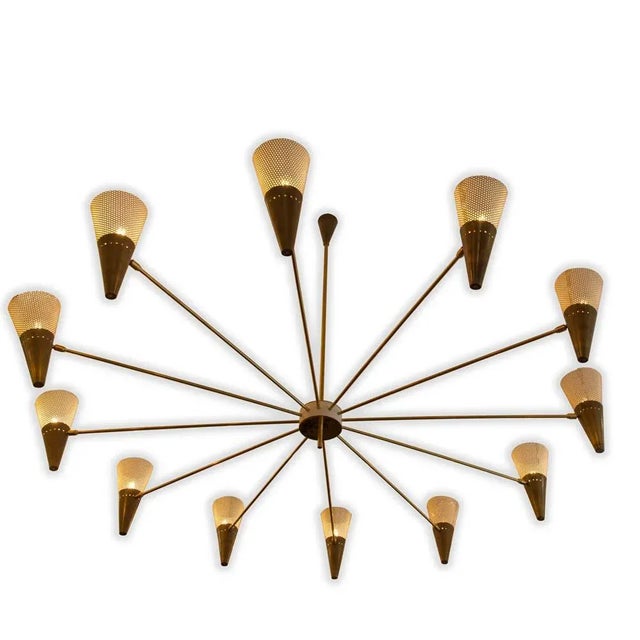 Metal Vintage Brass and Ivory Color Ceiling Lamp by Diego Mardegan For Sale - Image 7 of 10