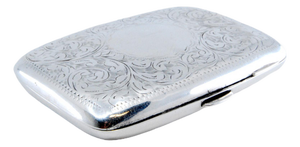 Silver Cigarette Case with Engraved Branches