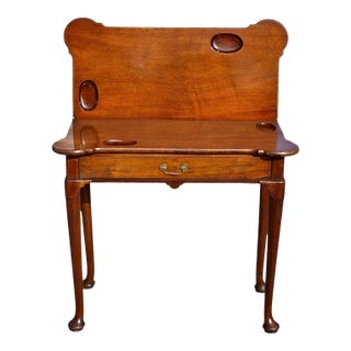 Antique English George III Mahogany Card Table / Console Table With Drawer For Sale