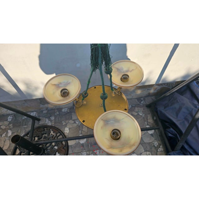 Art Deco Brass Chandelier, 1920s For Sale - Image 10 of 11