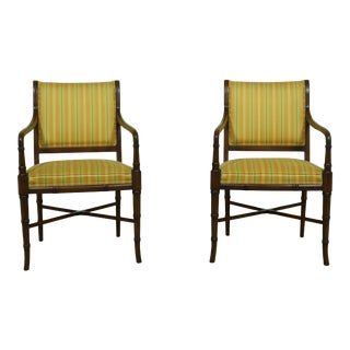 Hickory Chair Co Bamboo Style Mahogany Armchairs - a Pair For Sale