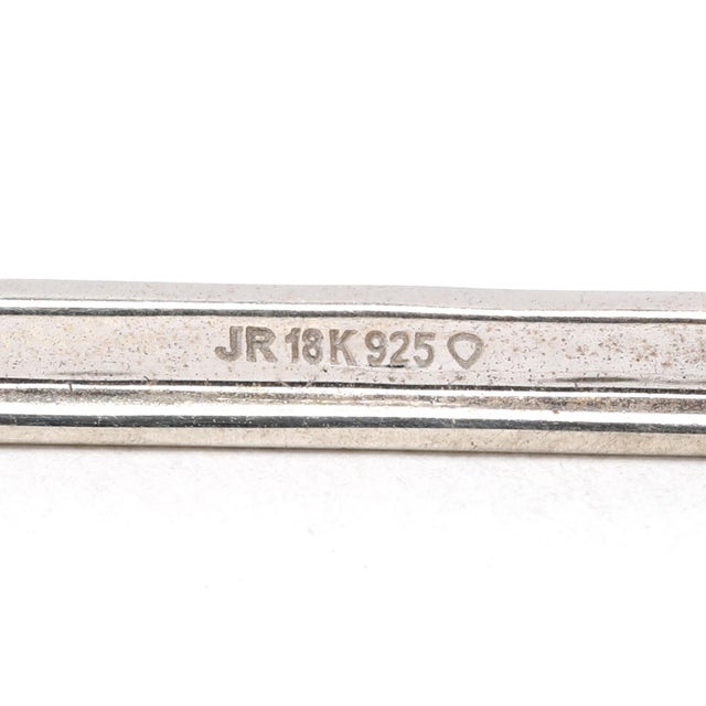 Length: 2.25 inches Width: 5/8 mm Weight: 13.1 dwts. / 8.4 grams Stamps "JR 18K 925" SKU: E1872 A Couple Of Things to...