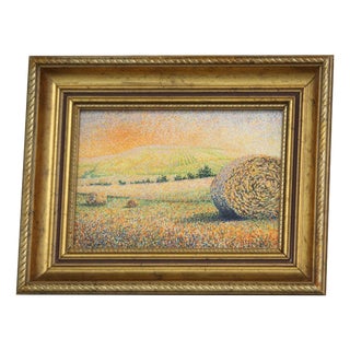 Everwyn, Impressionist Wheat Field Landscape, Oil Painting, Framed For Sale