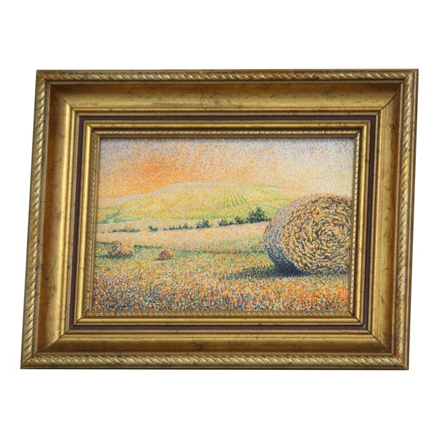 Everwyn, Impressionist Wheat Field Landscape, Oil Painting, Framed For Sale