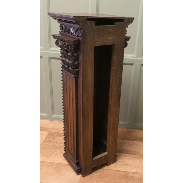 Wood French Carved Oak Display Column For Sale - Image 7 of 8