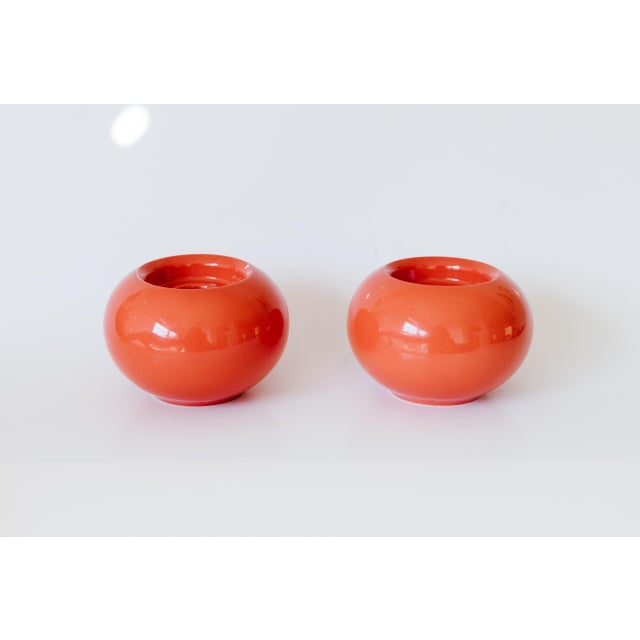 Vinage Orange Porcelain Tealight Candleholder Set by Arzberg Germany - a Pair For Sale - Image 12 of 12