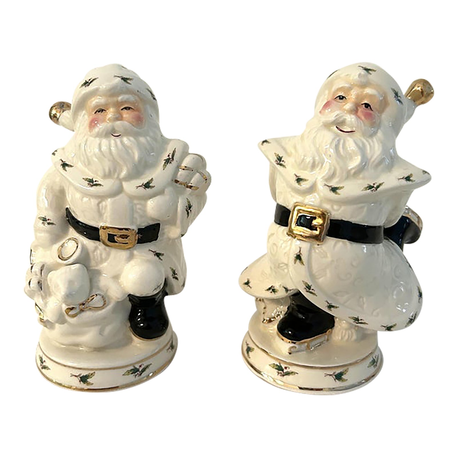 Vintage Black & White Holiday Santa Salt & Pepper Shakers, a Pair ...