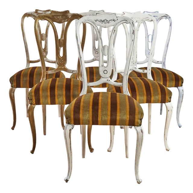 Upholstered Wood Chairs, Set of 6 For Sale