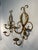 Art Nouveau Vintage Italian Tole Laurel Wreath Three Arm Candle Sconces - a Pair For Sale - Image 3 of 12