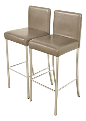 Steelcase Coalesse Modern Leather and Chrome Bar Stools, Pair