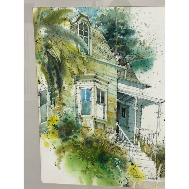 Marilyn Simandle Oldest House Framed Watercolor, Circa 1976 For Sale - Image 9 of 11