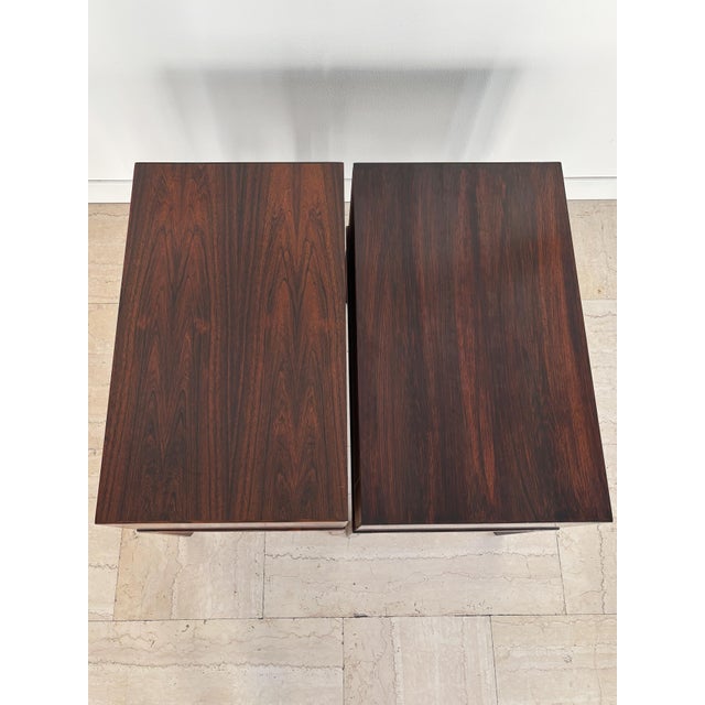 Aksel Kjersgaard Scandinavian Dark Wood Bedside Tables by Kai Kristiansen for Aksel Kjiersgaard, Denmark, 1960s, Set of 2 For Sale - Image 4 of 17