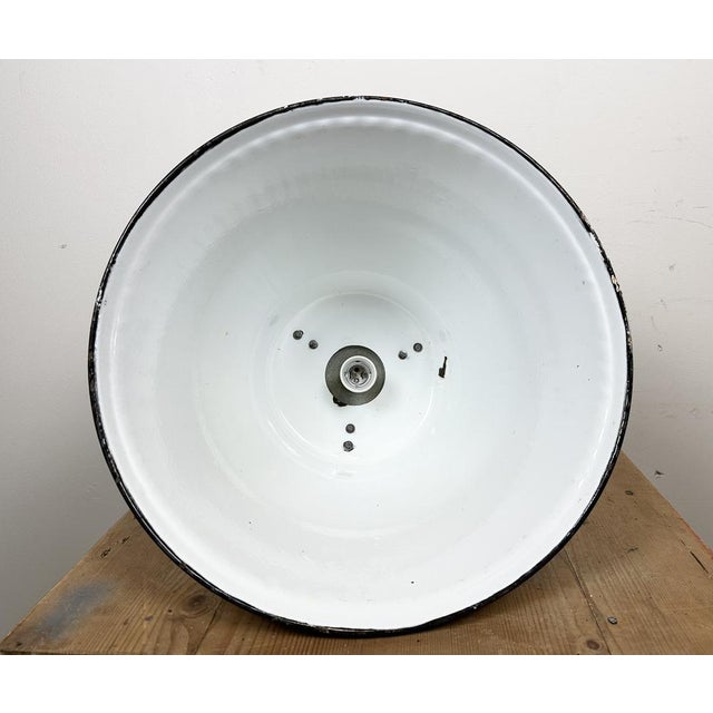 Industrial Black Enamel Factory Pendant Lamp, 1960s For Sale - Image 14 of 15