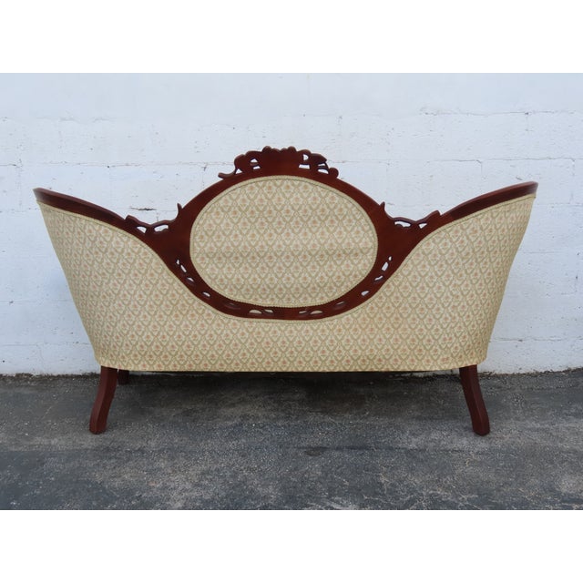 Victorian Style Carved Solid Mahogany Sofa Couch 6360 For Sale - Image 10 of 15