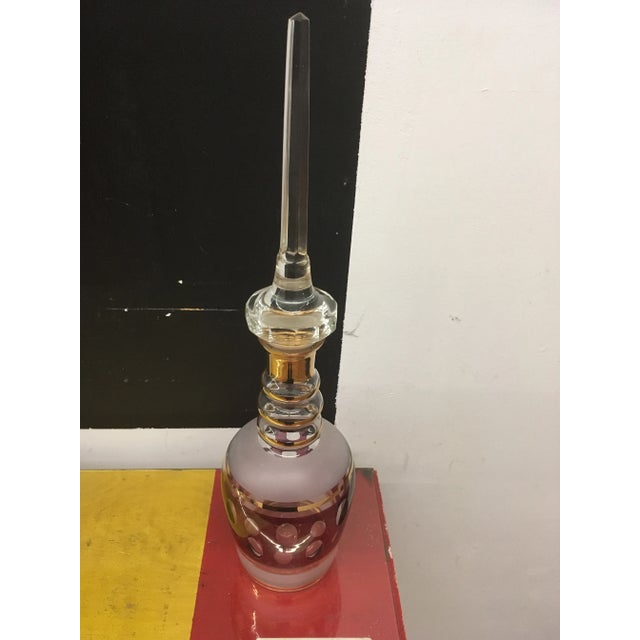 Metal Etched Glass Decanter With Stopper For Sale - Image 7 of 9