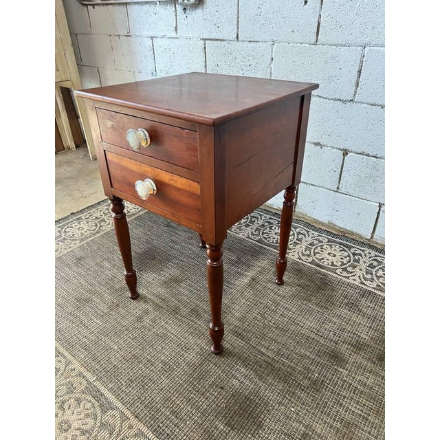 19th Century Antique Sheraton Style Mahogany Side Table Nightstand For Sale - Image 4 of 11