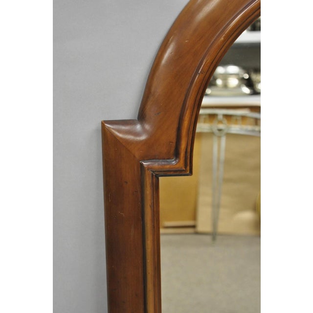 Brown Vintage French Country Style Solid Pine Wood Sculpted Arch Wall Mirror For Sale - Image 8 of 10