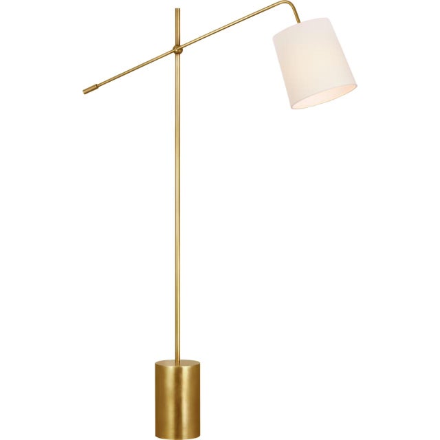 Traditional Suzanne Kasler by Visual Comfort Signature Frederick 52" Pivoting Floor Lamp in Hand-Rubbed Antique Brass with Linen Shade For Sale - Image 3 of 3