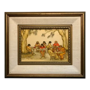 1960s Original Oil Glazed Hand Colored Limited Edition Lithograph by California Artist Mary Benz 13/50