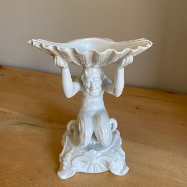Early 20th Century Italian Ginori Blanc De Chine Sea Creature Holding Shell For Sale - Image 9 of 9