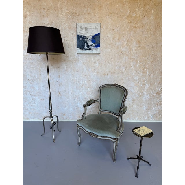 Pair of French Mid-Century Polished Nickel Tripod Floor Lamps For Sale - Image 12 of 14