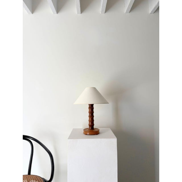 Brown 20th Century Hand Turned Table Lamp, France, 1940s For Sale - Image 8 of 8