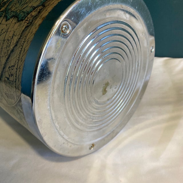Mid-20th Century Vintage Ice Bucket With Old World Map Design For Sale - Image 9 of 9
