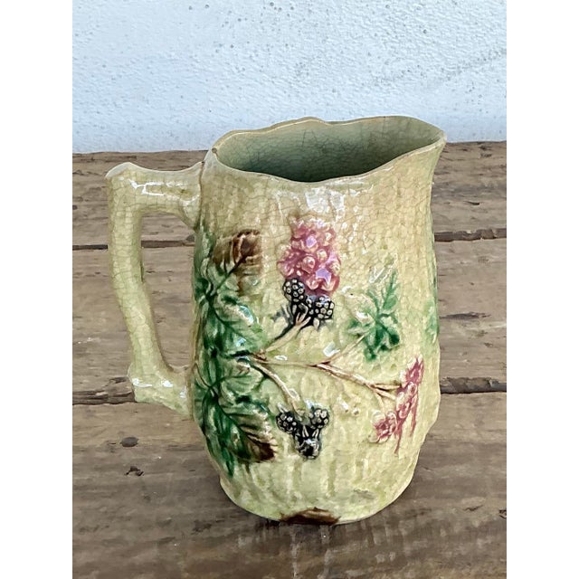 Vintage English Majolica Floral Branch Pitcher For Sale - Image 10 of 12