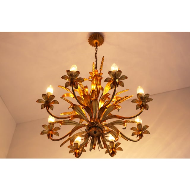 Large Hollywood Regency Sheaf of Wheat 8-Arm Chandelier by Hans Kögl, 1970s For Sale - Image 14 of 17