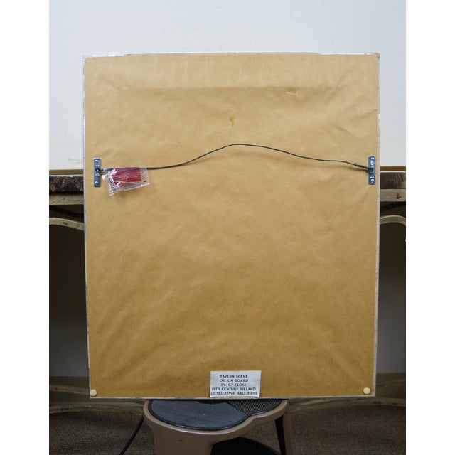 Antique Flemish Tavern Scene Oil Painting on Board Signed After David Teniers For Sale - Image 10 of 12