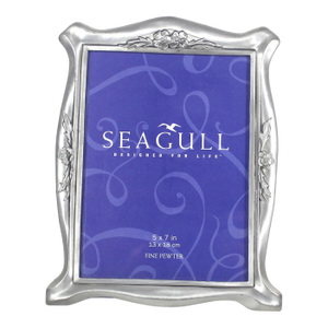 5 X 7 Pewter Picture Frame Large Seagull Flowers Easel Vintage