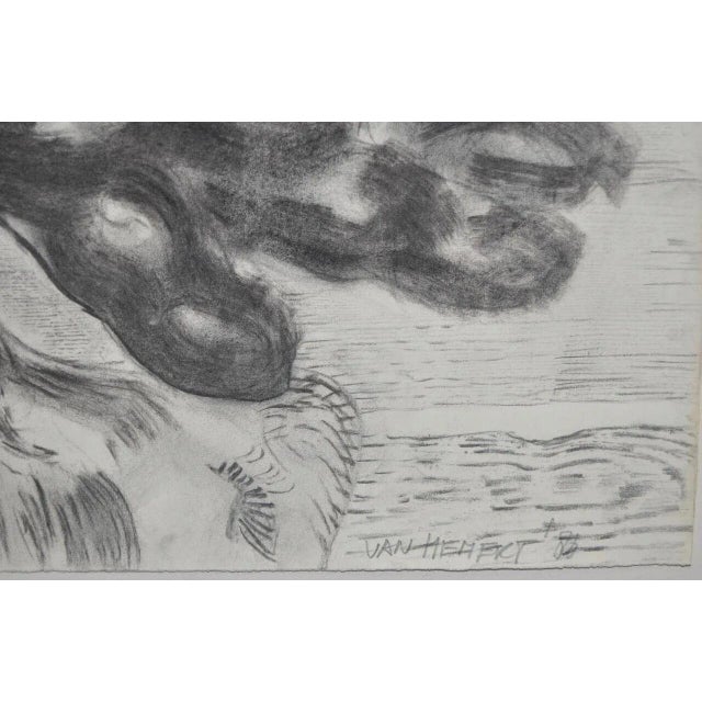 1980s Frank Van Hemert Figurative Original Charcoal Drawing on Paper For Sale In Reno/Lake Tahoe - Image 6 of 10